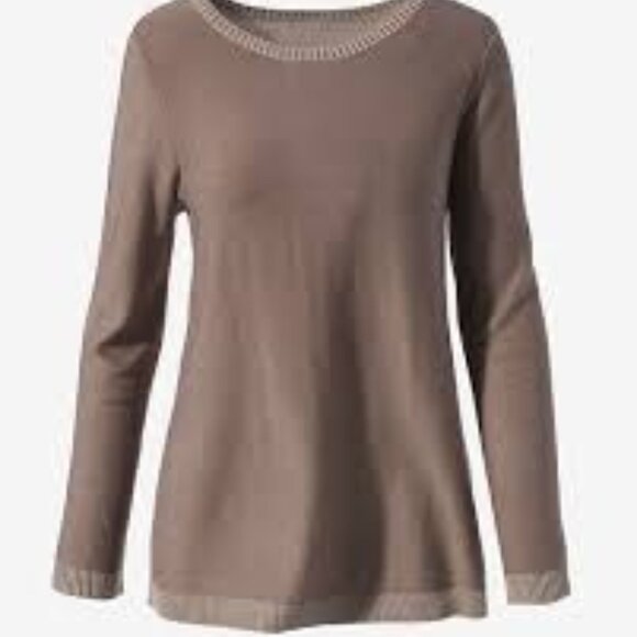 Chico's Scoop-Neck Two-Tone Pullover Sweater Sz L/12 - Picture 1 of 5